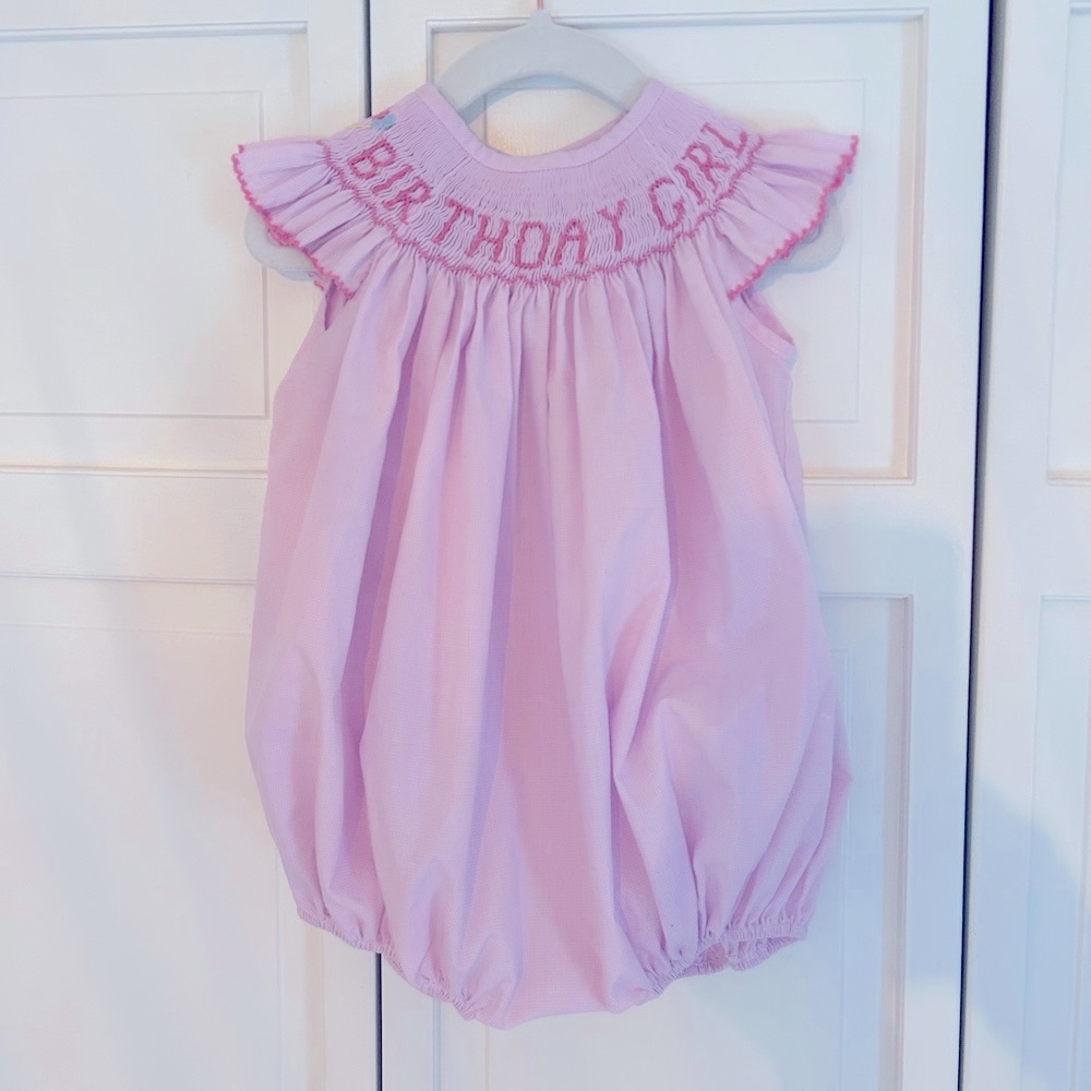 Stitchy Fish Birthday Girl Smocked Bubble